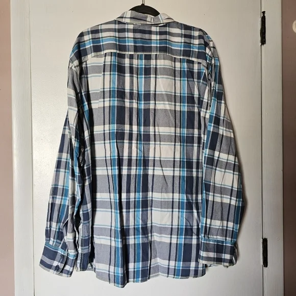 Columbia cotton plaid blue long-sleeve button-down camping outdoors shirt Sz XXL - Picture 6 of 9